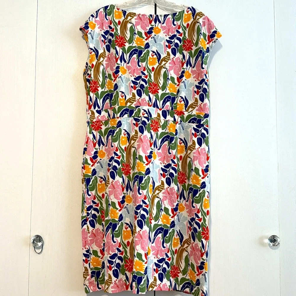 Boden Florrie Tropical Bird Floral Jersey Dress Cap Sleeve Pocket Stretch 16/18R - Picture 6 of 15